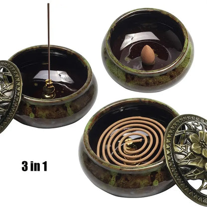 3-in-1 Ceramic Incense Holder