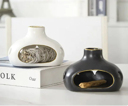 Ceramic Incense Burner with Holy Wood Base